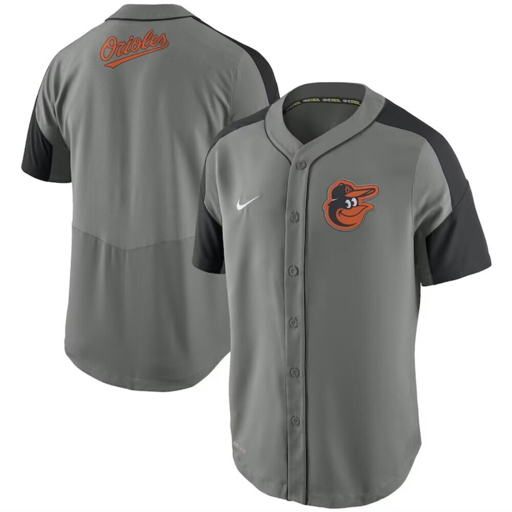 Nike Men's Baseball Baltimore Orioles Nike Gray/ Dri-FIT Woven Jersey, size L